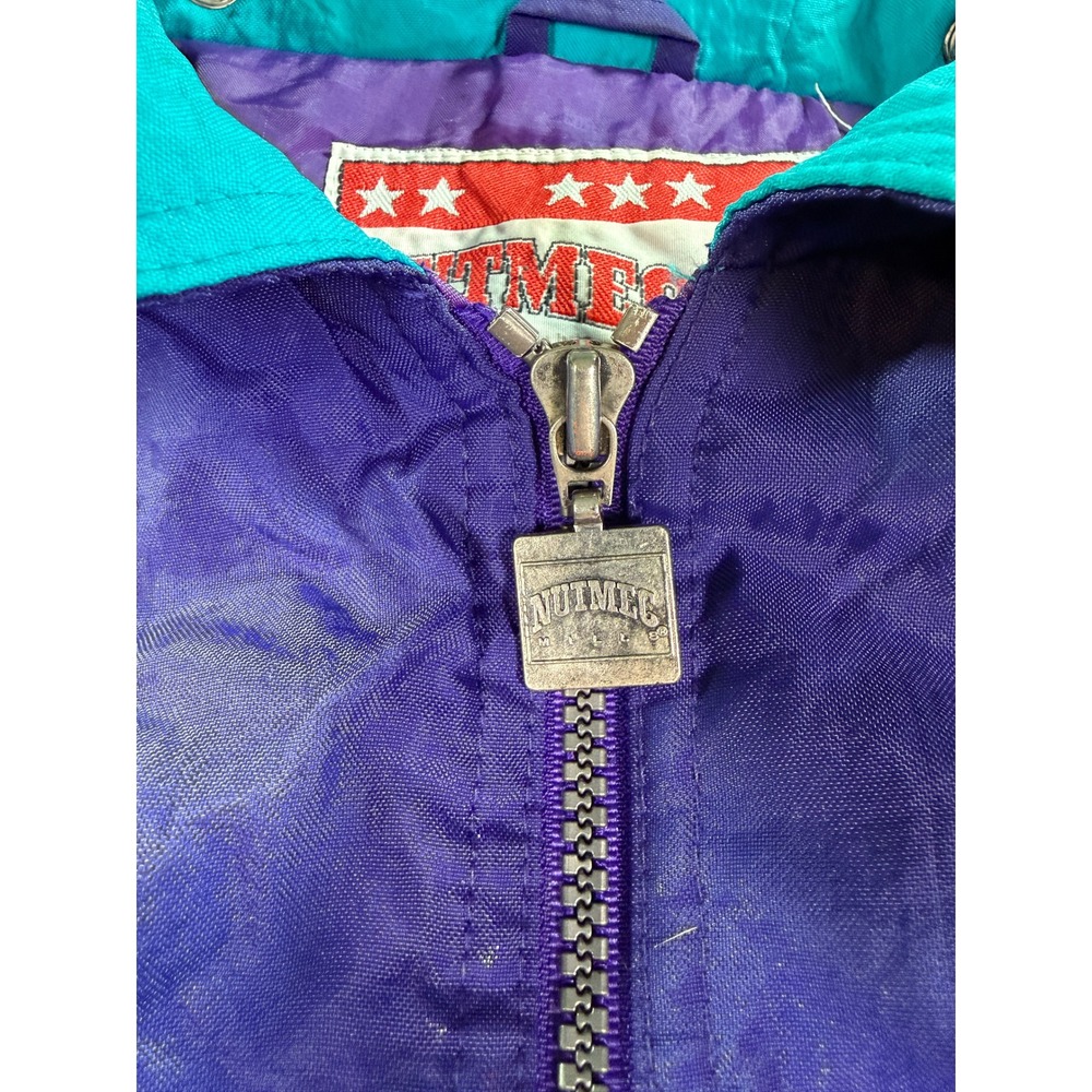 Vintage Nutmeg Charlotte Hornets 1/2 Zip Jacket Mens Large Teal Purple 90s NBA - Picture 5 of 16